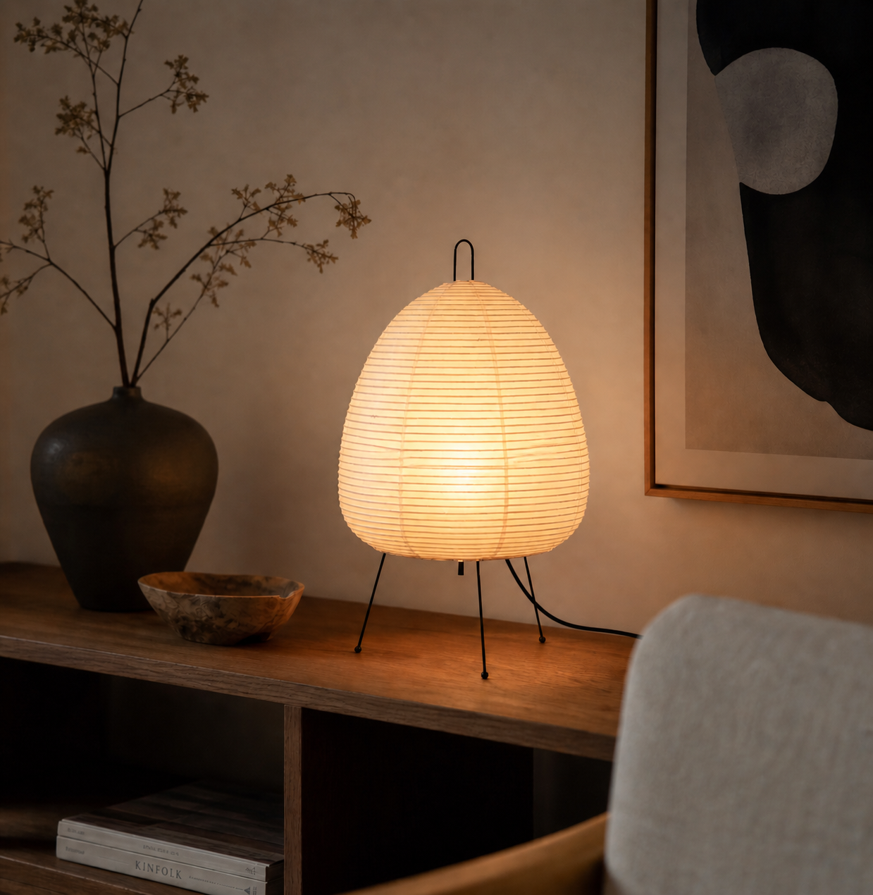 Soft Glow Japanese Paper Lamp